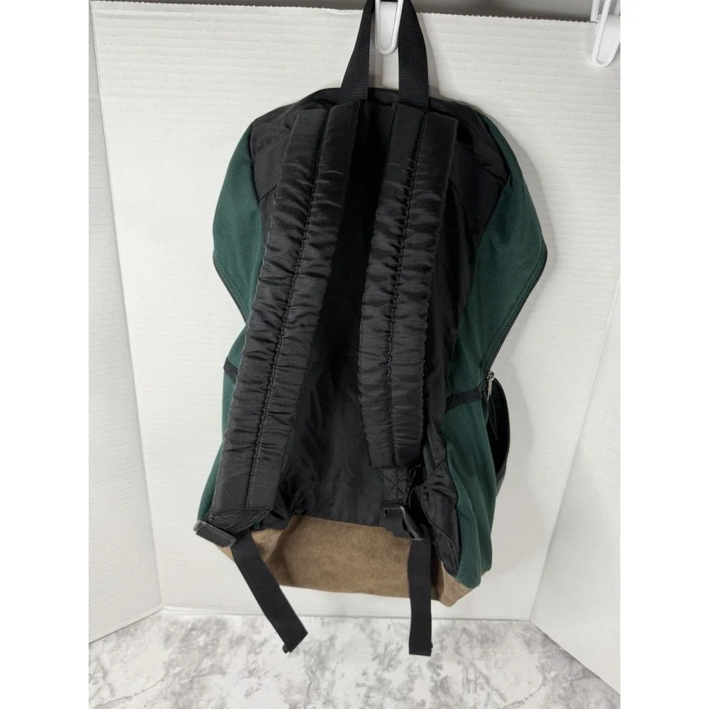 Vintage 90s NIKE Green/Brown LEATHER Base BACKPACK Athletic Outdoor Hike Gym Bag